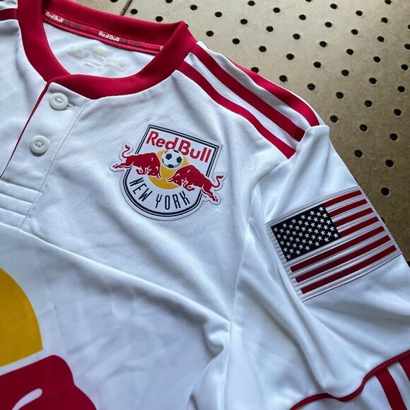 NWOT Adidas New York Redbull MLS Soccer Jersey USA Patches Logo Small Men - Picture 4 of 14
